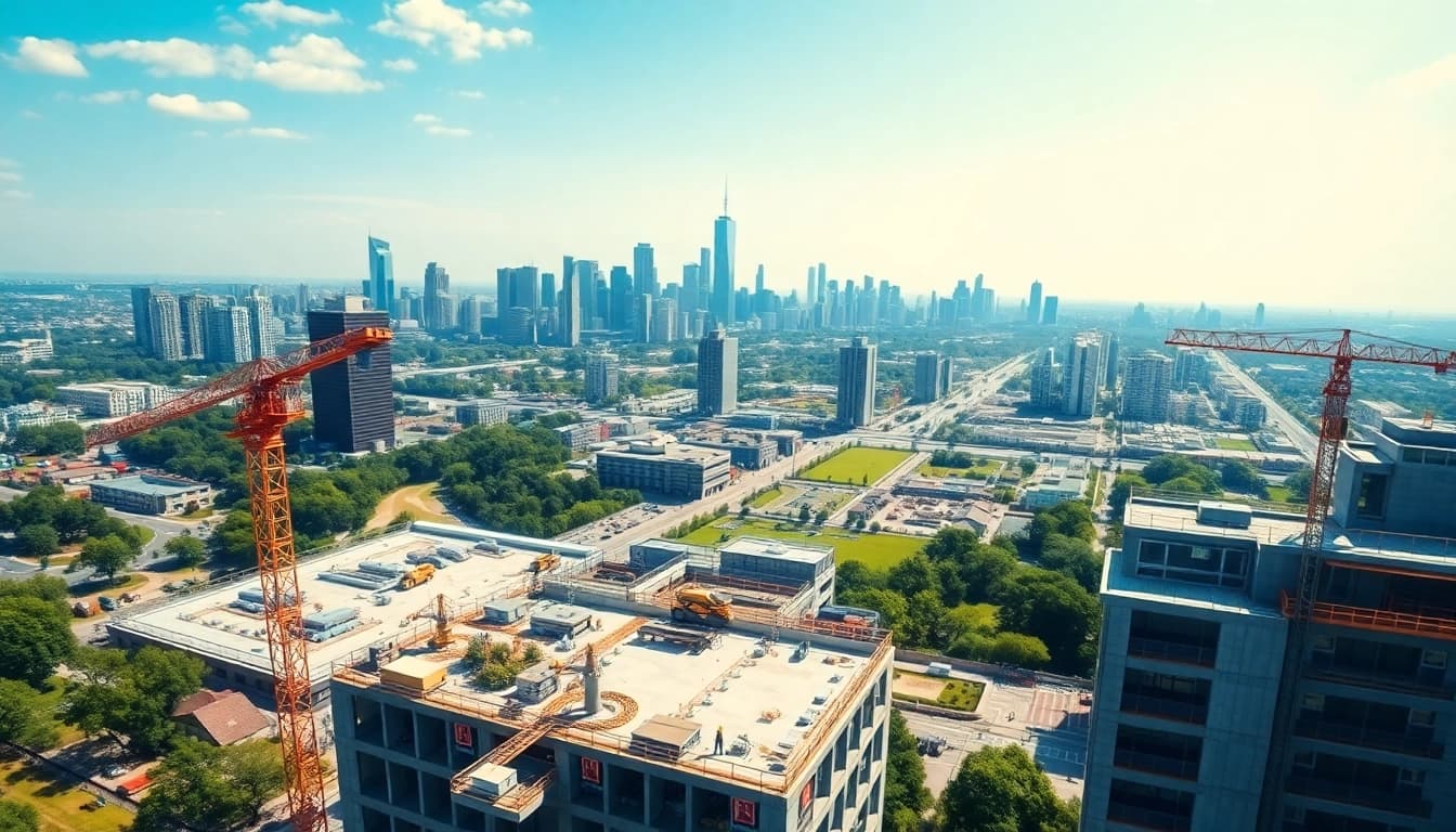 Dynamic scene of Real Estate Development showcasing a vibrant construction site with modern architecture.