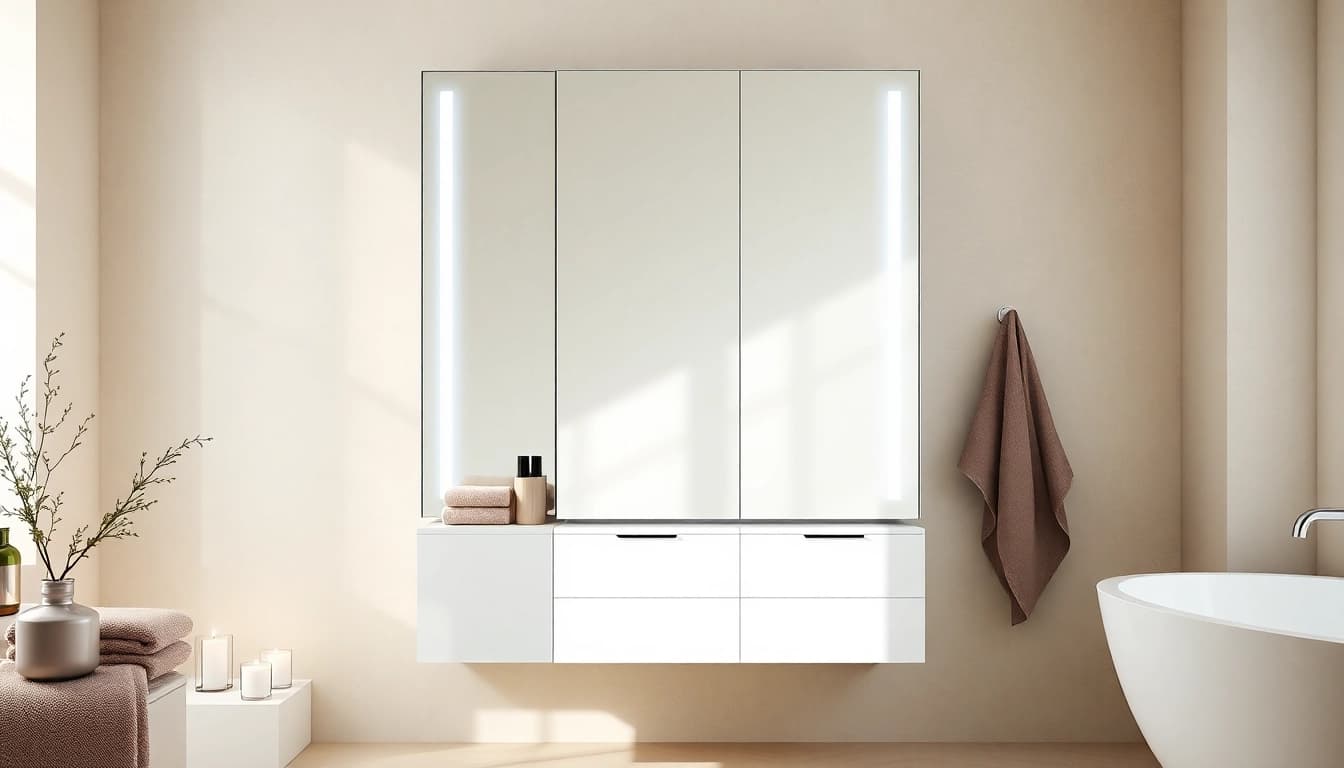 Stilvoller spiegelschrank led mit eleganten Details im modernen Badezimmer.