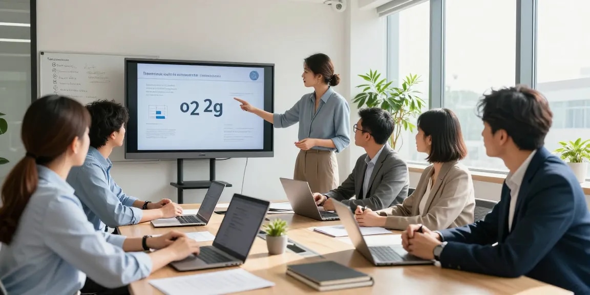 Team discussing o2 2g switch off strategies in a modern office meeting.