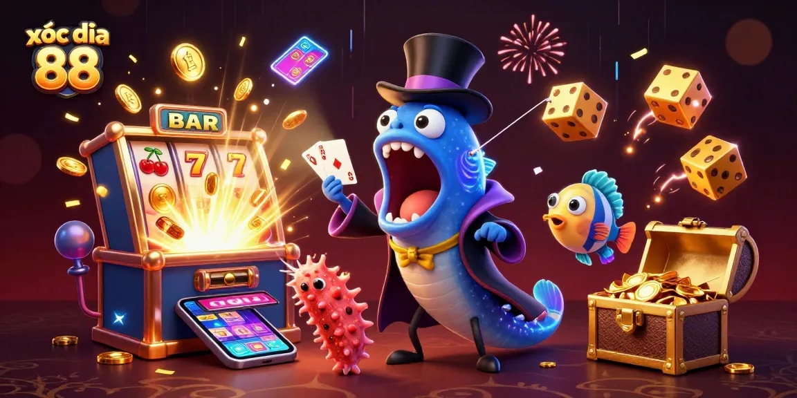 Experience the excitement of xóc đĩa 88 with dazzling casino elements and magical underwater characters.