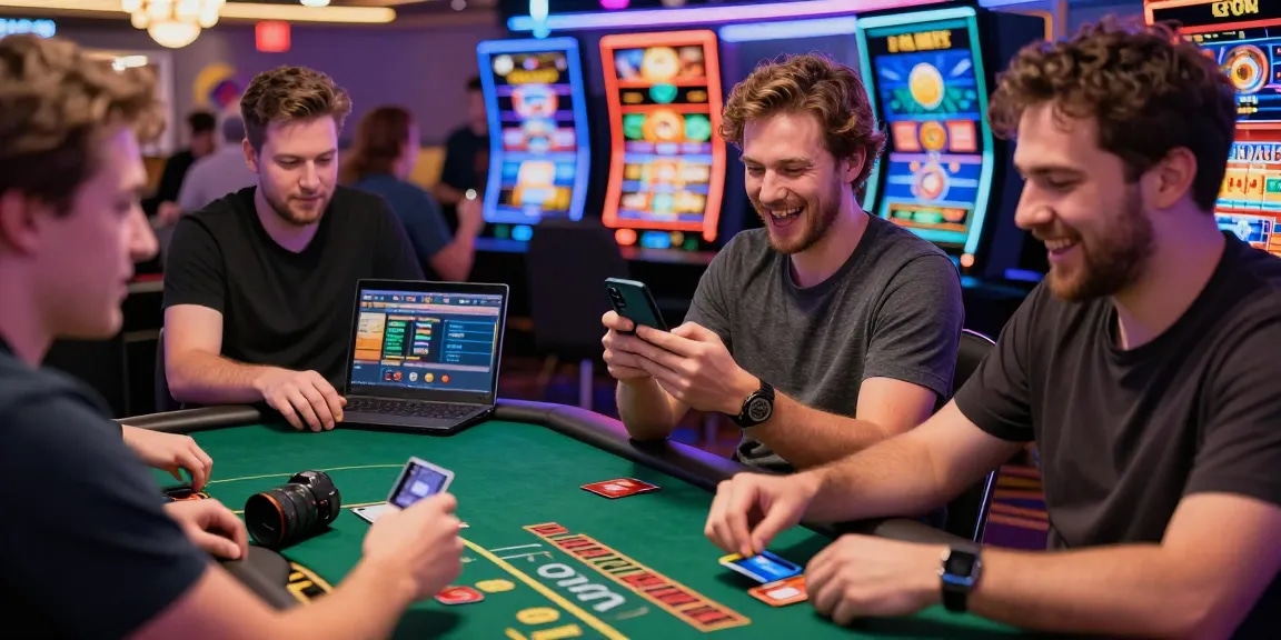 Players enjoying online credit card casinos, engaging in gaming with vibrant atmosphere and various payment options.