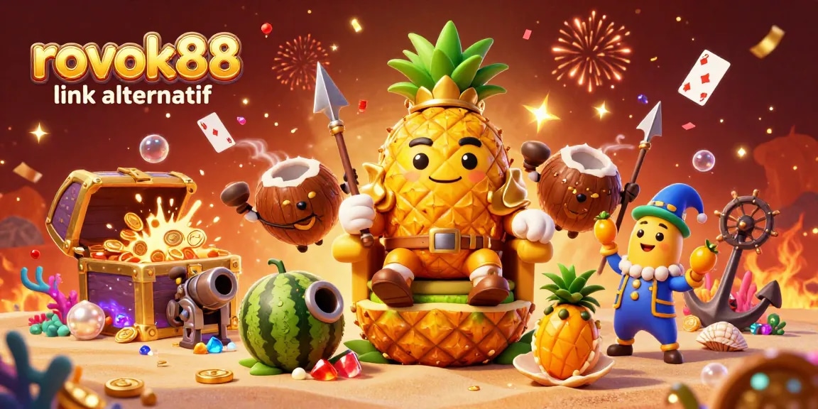 Experience exciting wins with rokok88 link alternatif at a lively beach casino scene featuring amazing characters and vibrant game elements.