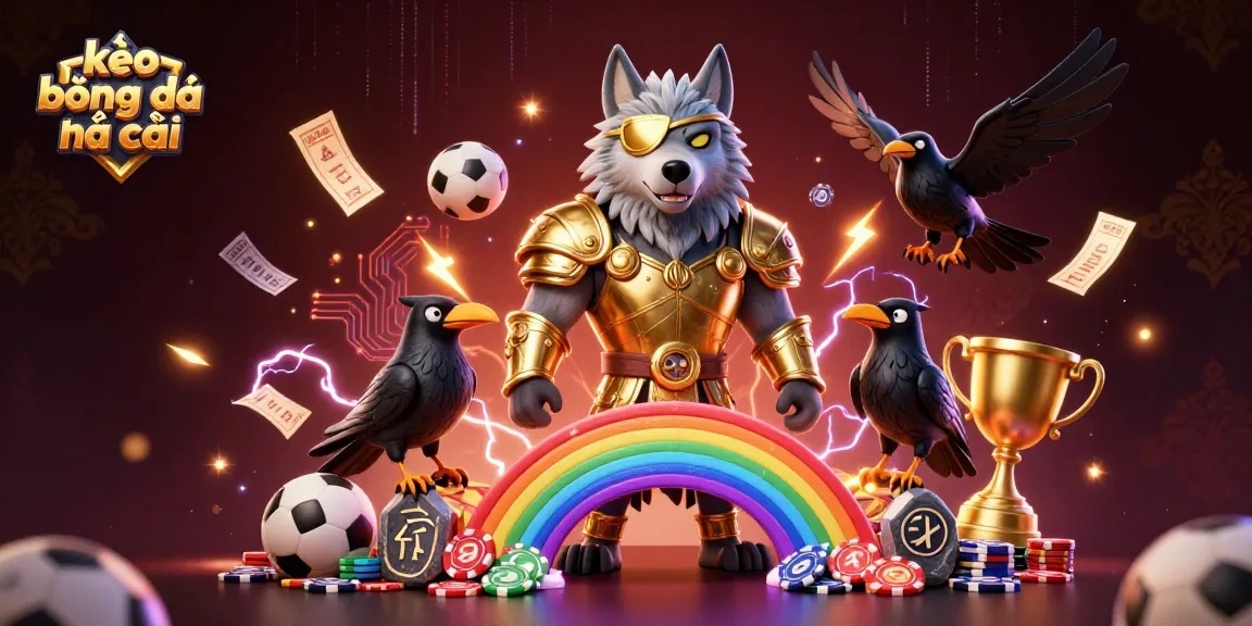 Immerse in kèo bóng đá nhà cái action with a dramatic sports betting scene featuring Norse mythology elements and vibrant visuals.