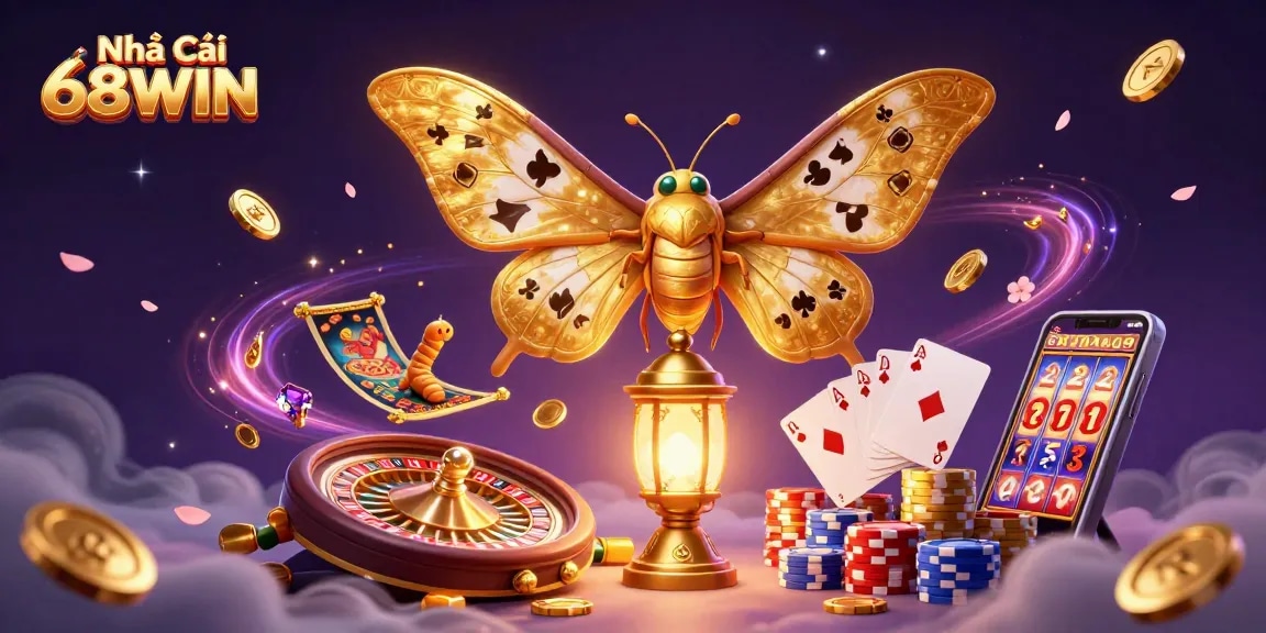 Experience excitement at Nhà Cái 68WIN with vibrant casino scenes and dynamic gaming elements.