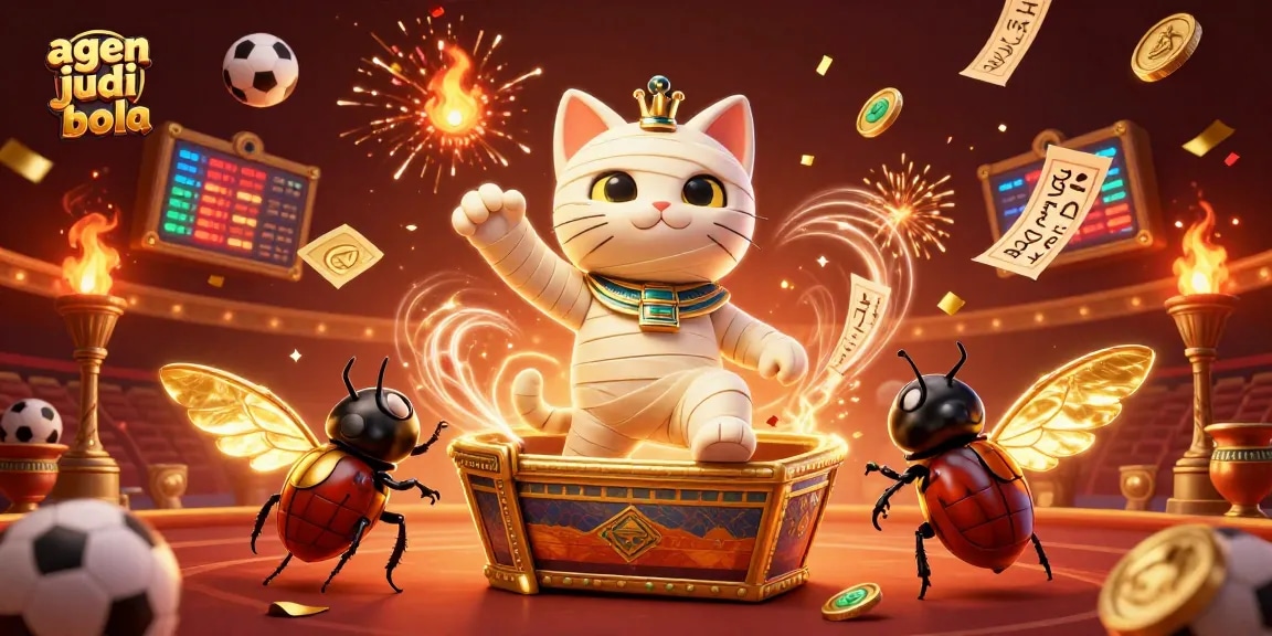 Experience thrilling action with agen judi bola as a mummy cat harnesses sports betting excitement.