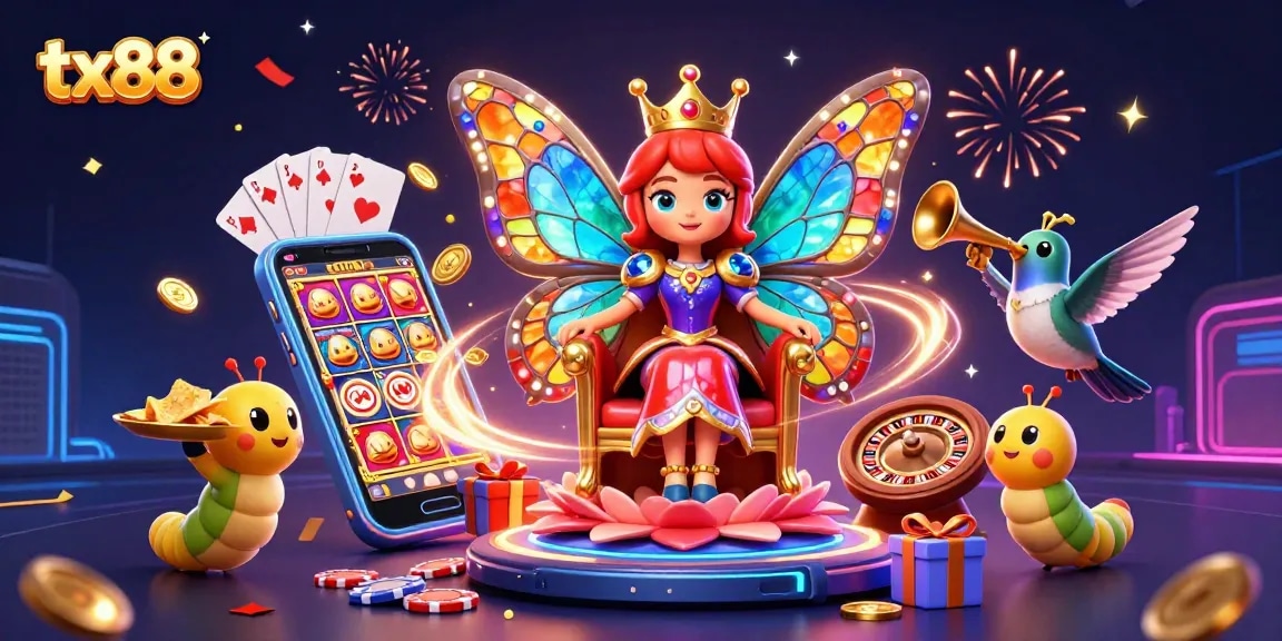 Experience the excitement of tx88 as the butterfly queen rules the casino realms amidst dazzling games and treasures.