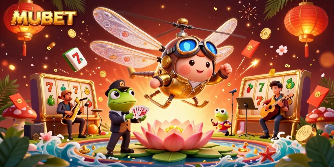 MUBET elevates your gaming experience with vibrant slot reels, lavish casino elements, and lively characters.