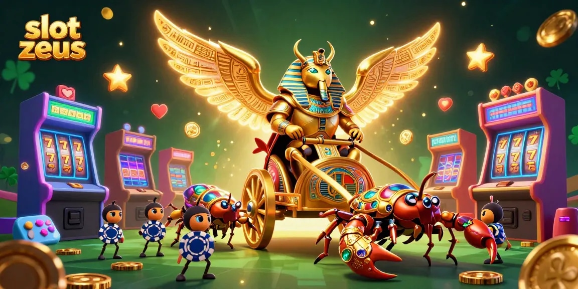 Spin the slot zeus for jackpot thrills with a grand golden scarab and scorpions.