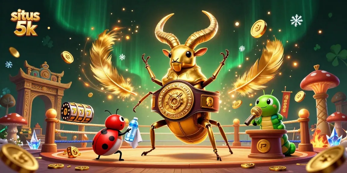 Engage with situs 5k in an action-packed casino scene featuring vibrant characters and dynamic slot elements.
