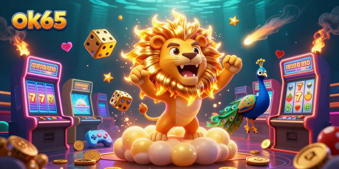 Experience the excitement of ok65 with vivid 3D characters and casino elements in action.