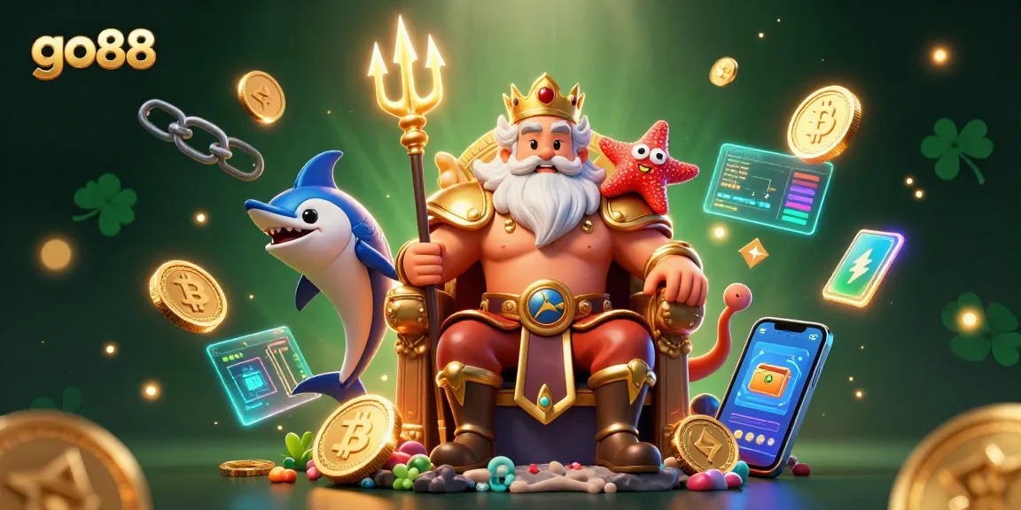 Experience thrilling gambling at go88 with underwater casino elements and vibrant crypto themes.