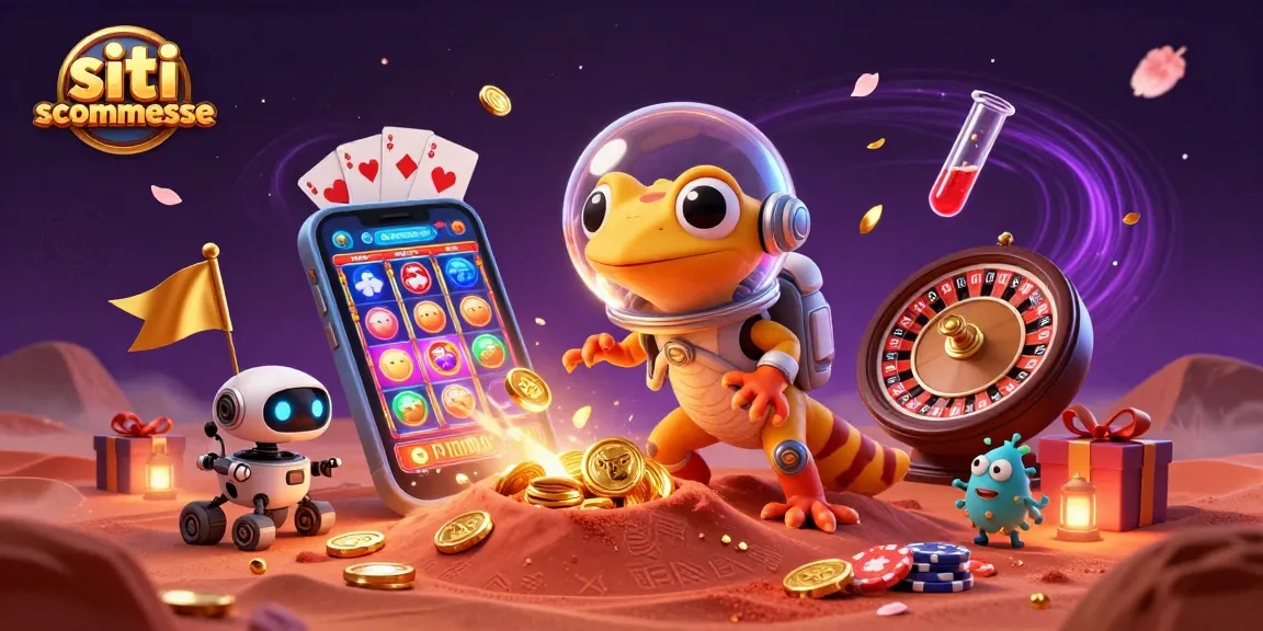 Siti scommesse: gioca e vinci in un'atmosfera casinò unica insieme a un gecko marziano.