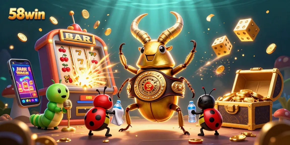 Experience the thrill of 58win with vibrant casino action and jackpot excitement in a dynamic scene.
