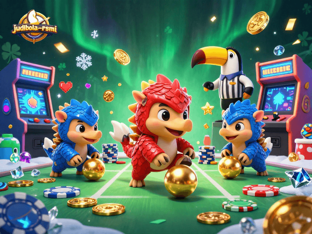 Experience engaging action at judibola-resmi with pangolins in armor celebrating wins in a casino scene.