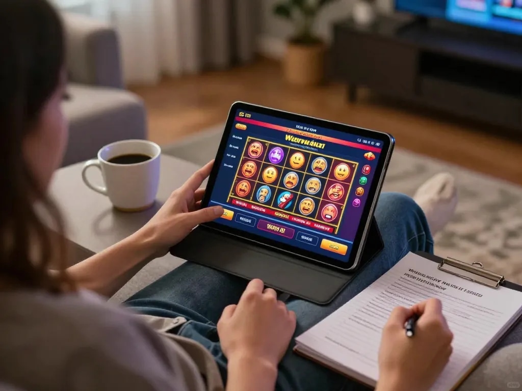 Engaged player using tablet at home for casino online stranieri sicuri gaming experience
