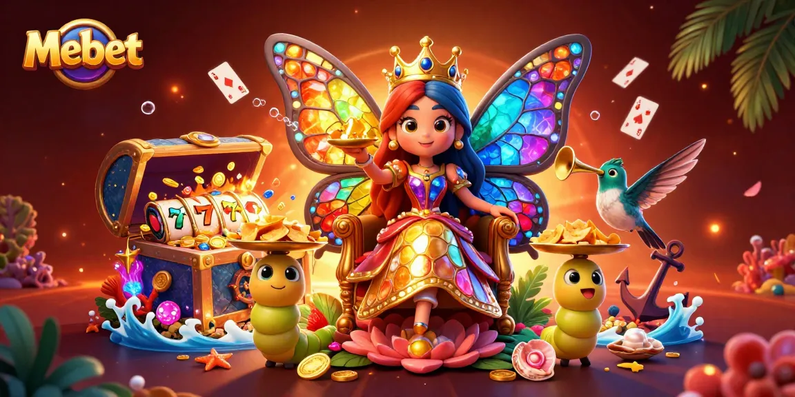 Mebet slots come alive with a vibrant queen in a magical casino scene filled with treasures.