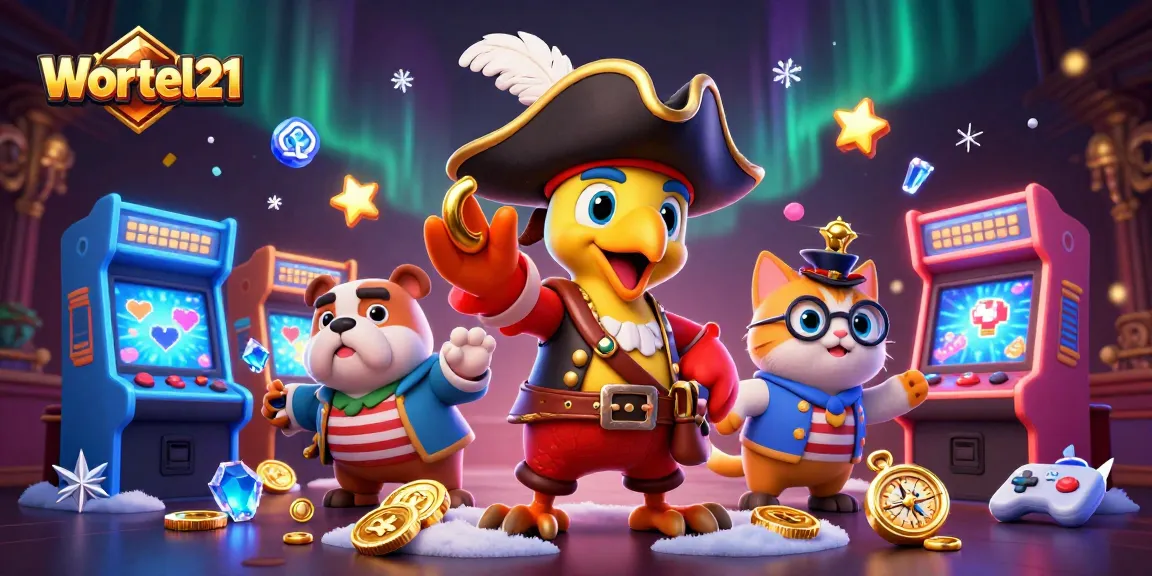 Experience the excitement of Wortel21 with vibrant casino-themed characters and gaming elements.