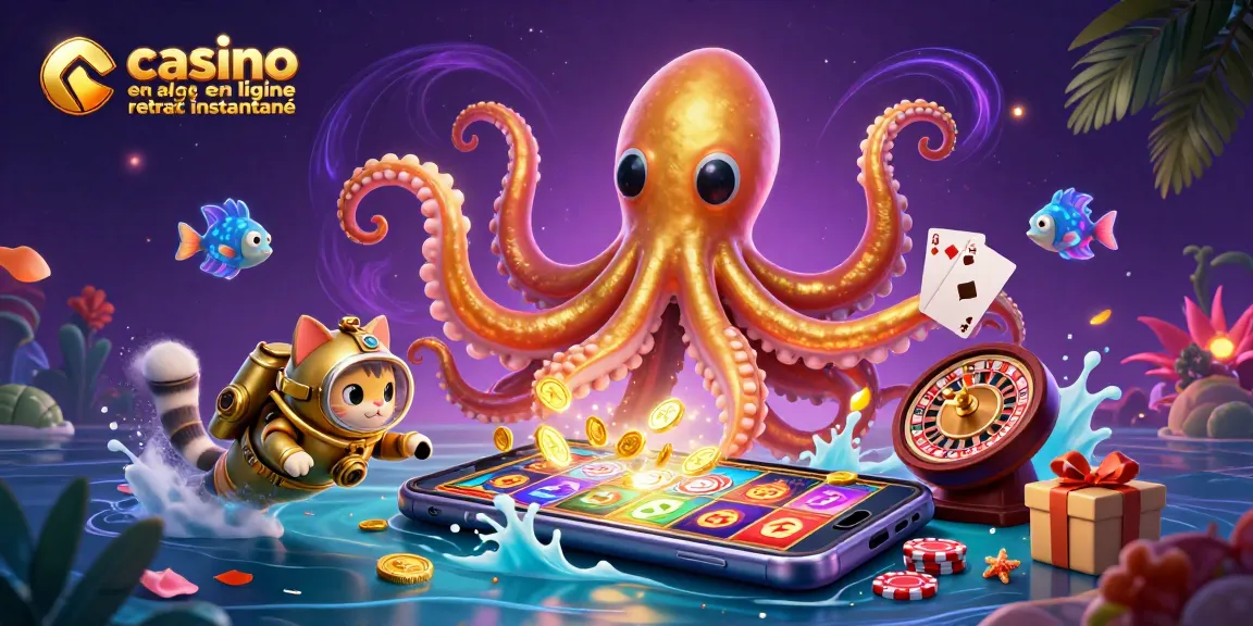 Casino en ligne retrait instantané: Plongez dans l'univers ludique d'un kraken et un chat plongeur entourés de jeux de casino