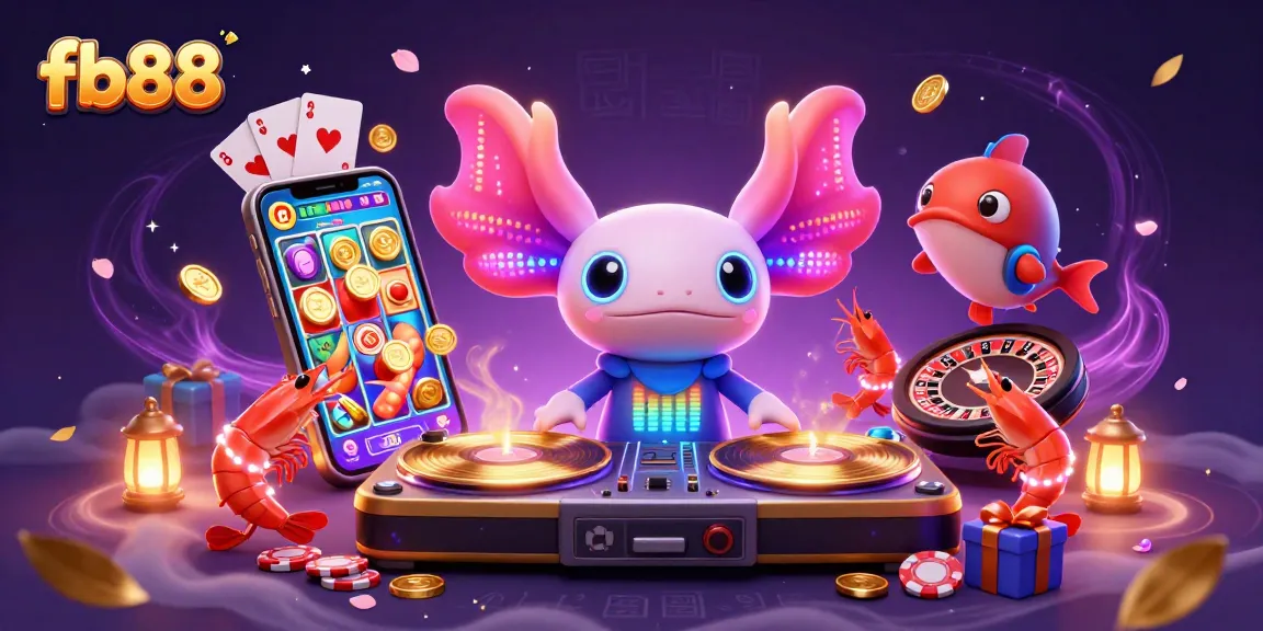 Experience dynamic gaming action with fb88 in this vibrant casino-themed digital illustration.