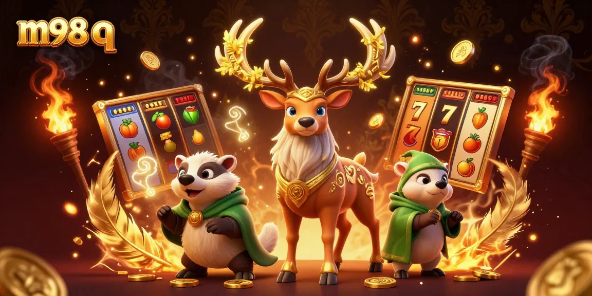 Engage with thrilling m98 q slots, featuring an enchanting scene filled with magical characters and slot elements.