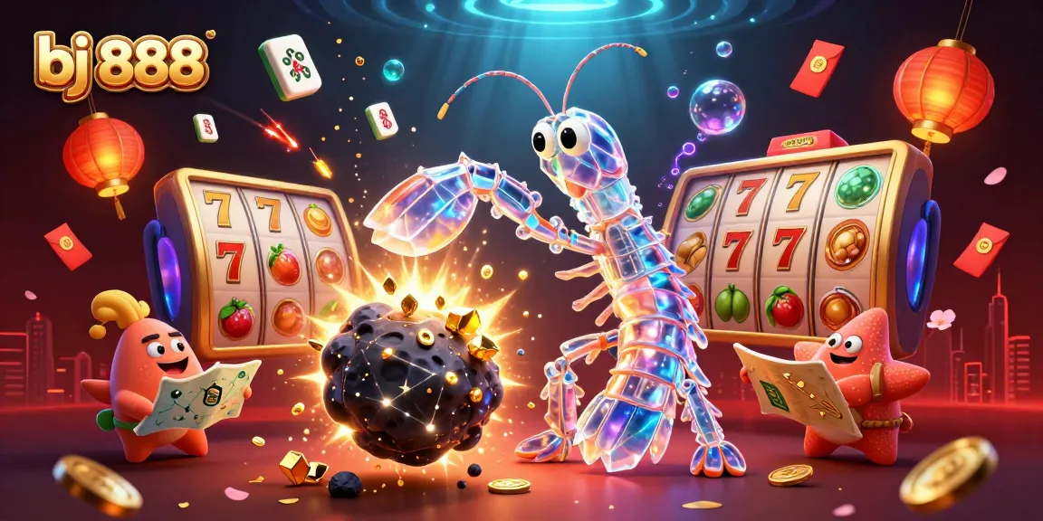 Engage with bj 888 as a galactic samurai shrimp battles asteroids in a colorful casino adventure.