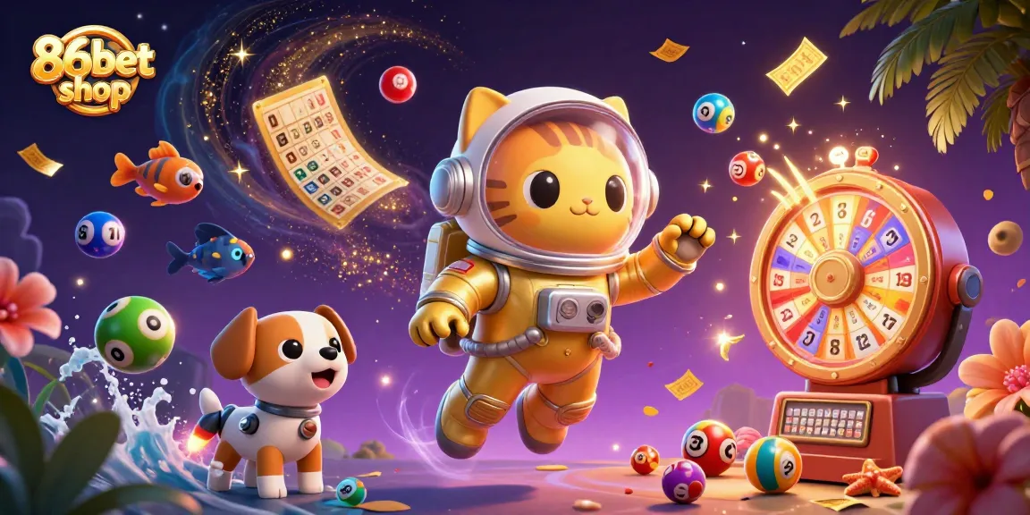Experience the thrill of winning at 86bet shop with vibrant lottery visuals and dynamic elements.