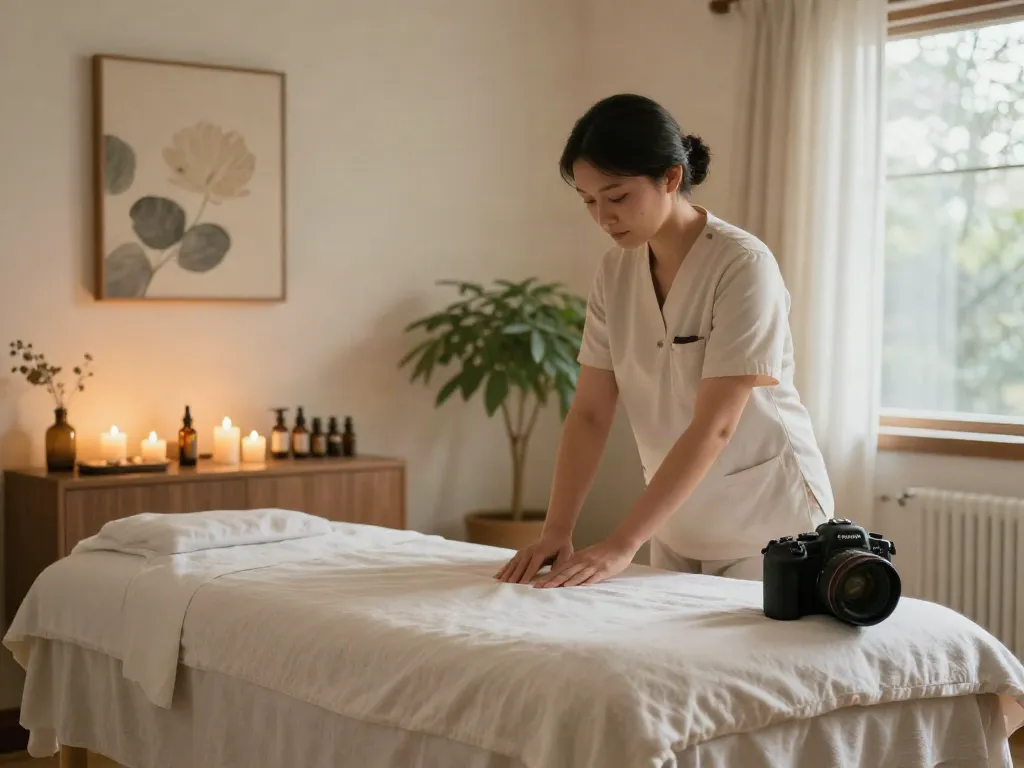 Relaxing massage environment showcasing 양주출장마사지 experience with soothing candles and herbal oils.