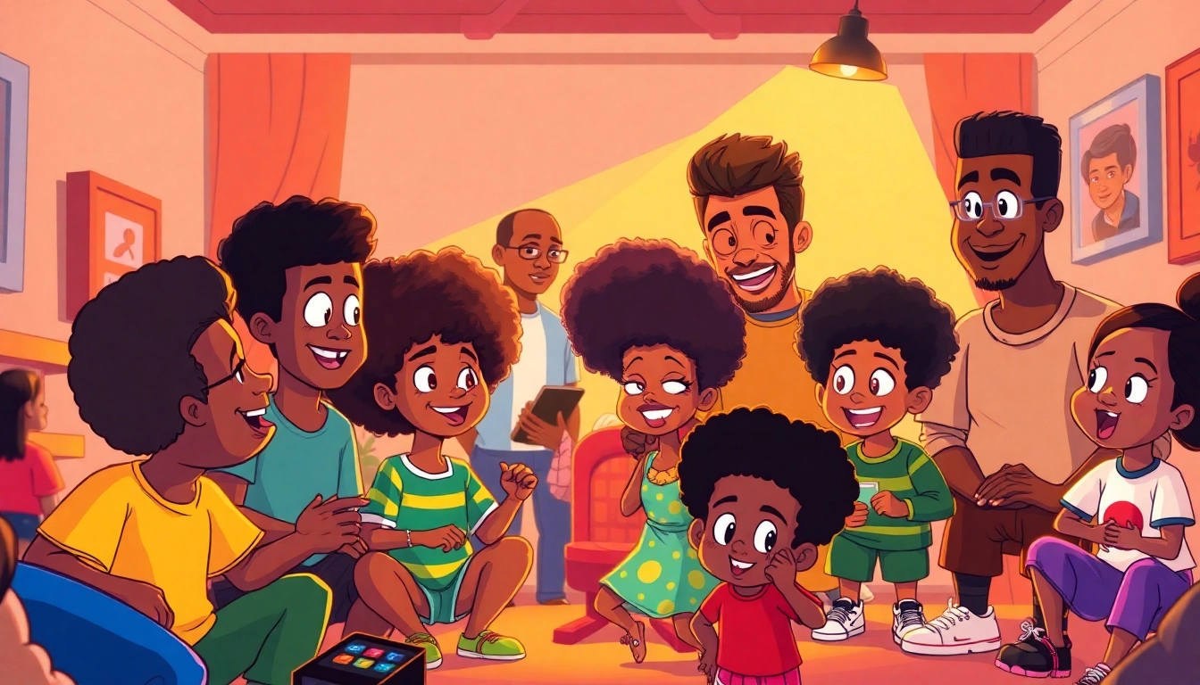 A colorful illustration featuring iconic African American cartoons characters, celebrating diversity in animation.