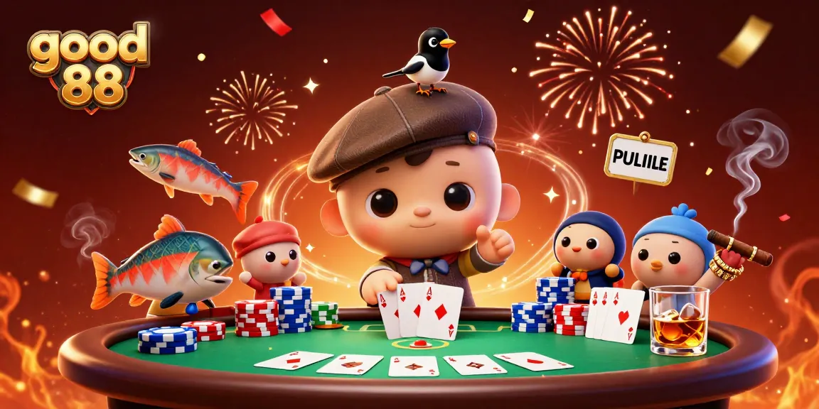 Engage in the vibrant world of good 88 casino gaming with playful characters and rich poker elements.