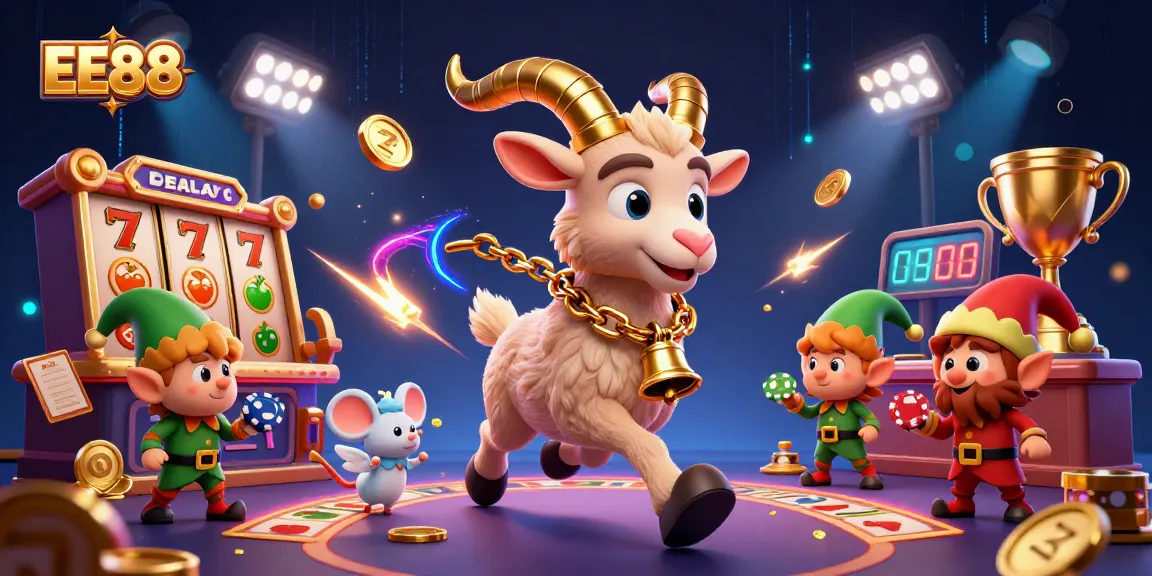 Experience thrilling games at EE88's festive casino with exciting elements and characters.