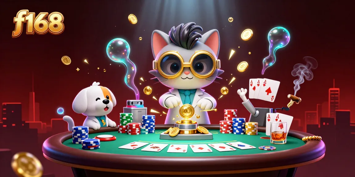 Experience the thrill at f168 with a vibrant 3D scene of gaming and excitement from a mad scientist's lab.
