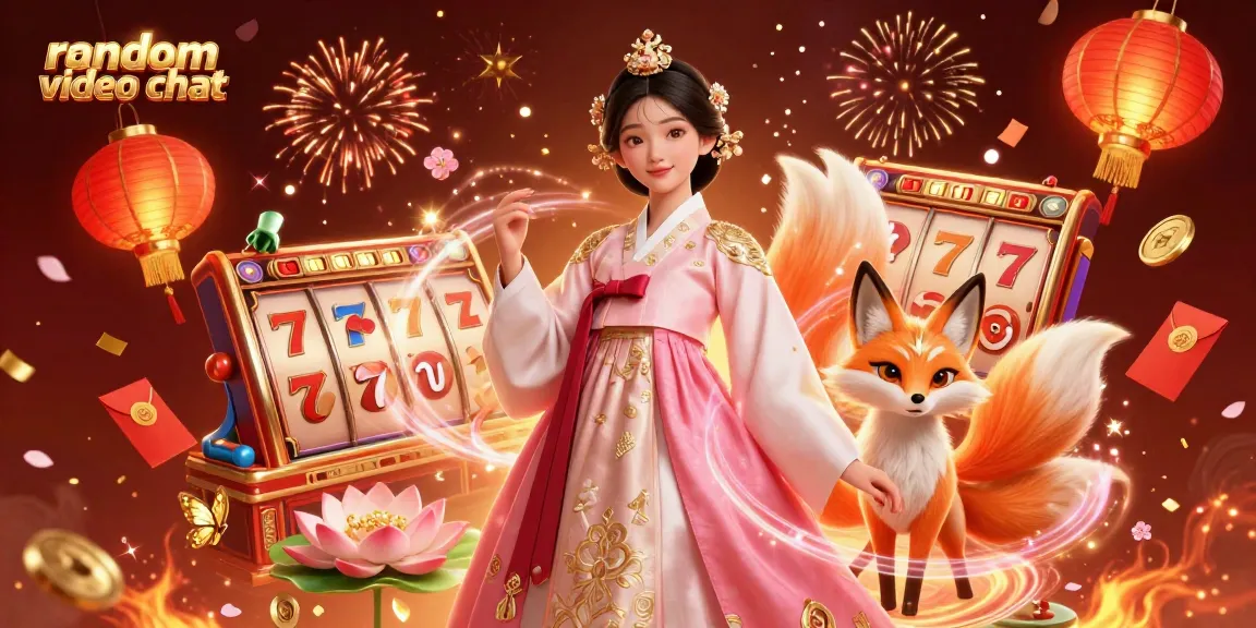 Experience random video chat with engaging characters in a vibrant casino-themed scene.
