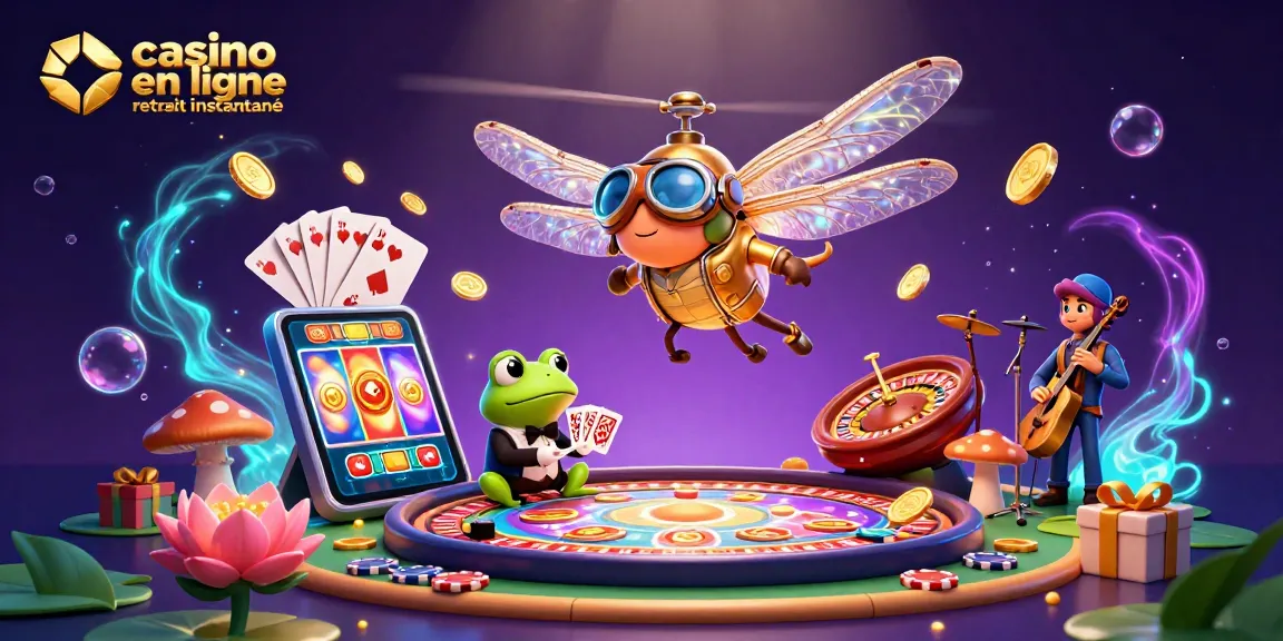 Jouez dans un casino en ligne retrait instantané avec une scène 3D animée captivante.
