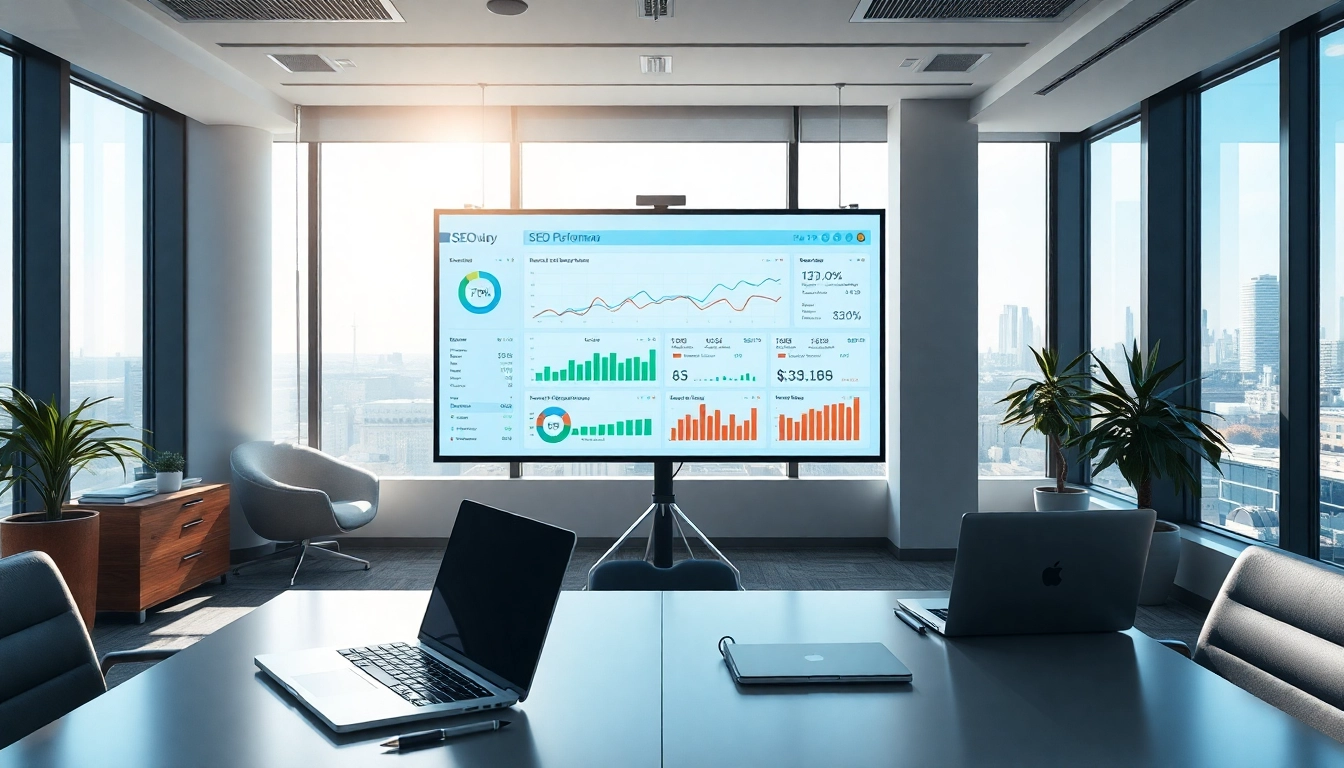 Analyze SEO performance through advanced analytics displayed on a modern workspace screen.