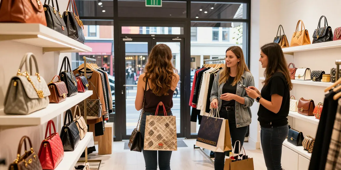 Engaging shopping experience at a 레플리카 쇼핑몰 showcasing high-quality replica products in a stylish boutique.
