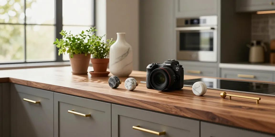 Luxury handles selection displayed in a modern kitchen, showcasing elegant design and high-quality materials.