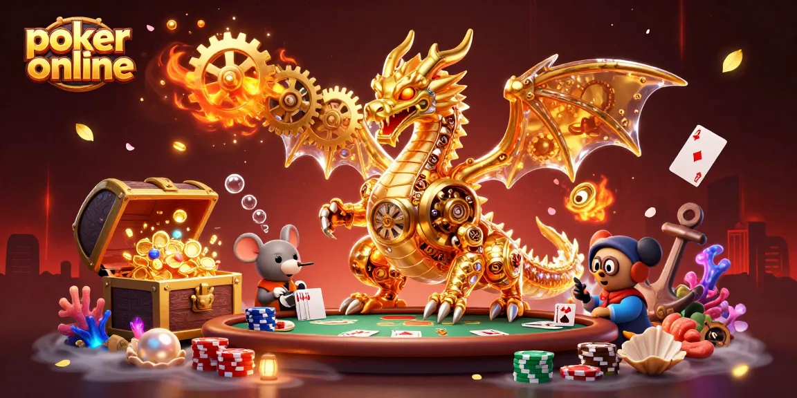 Jouez au poker online avec des dragons biomécaniques et des jeux d'argent en 3D.