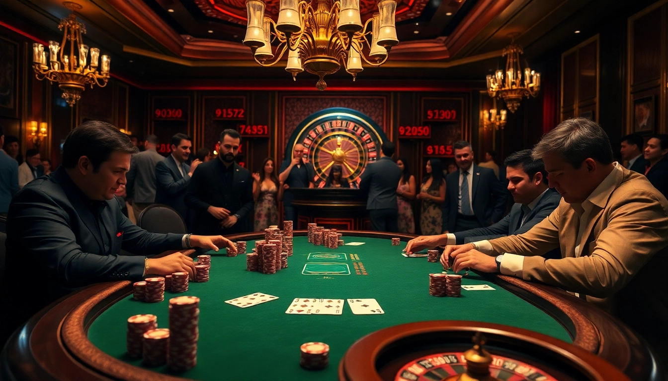 Vivez le frisson des meilleurs casinos en ligne avec une action de poker vibrante à une table luxueuse.