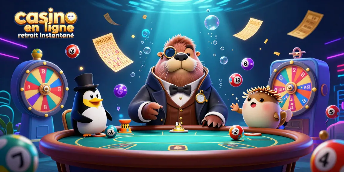Capture du jeu au casino en ligne retrait instantané avec un morse et un dealer pingouin.