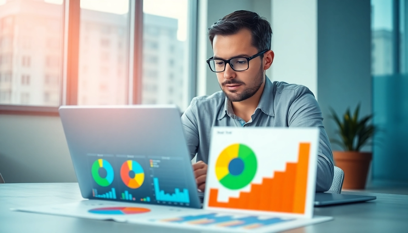Engaging scene of Bid-No-Bid Analysis process with a consultant and vivid data charts.