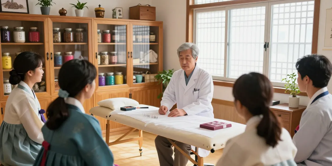 Patients receiving care at 영통한의원, showcasing the clinic's welcoming atmosphere and personalized treatment.