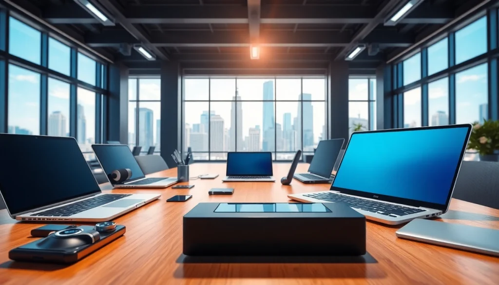 Showcase of innovative technology devices illustrating the role of Technology in modern workspaces.