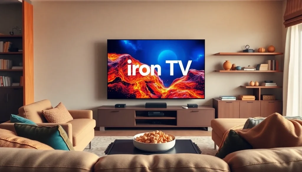 Enjoy streaming on iron tv in a cozy modern living room setting with inviting décor.