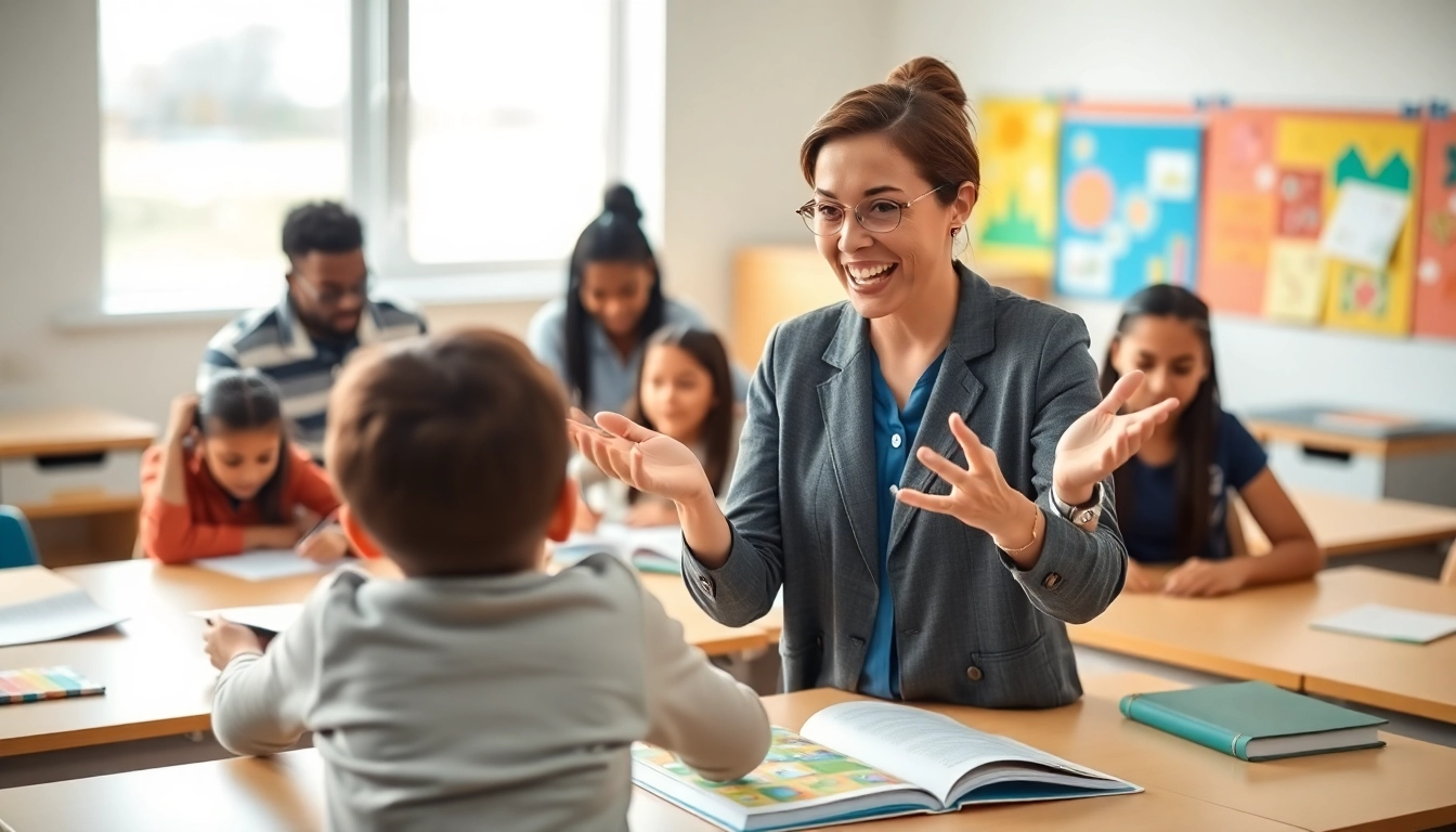 Engaging classroom scene promoting Education with diverse students and a professional educator.