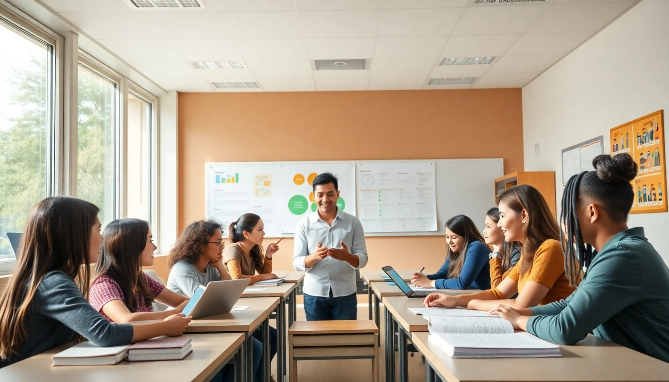 Students actively participating in an Education-focused classroom environment, showcasing engagement and collaboration.
