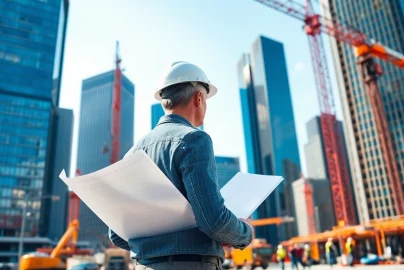 Manhattan Construction Manager leading a team at a construction site in Manhattan.