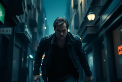 Character embodying traits better than Jack Reacher navigating a gritty urban scene.