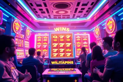 Engaging visual of hoki138 pro featuring vibrant online slot gaming interface and excited players in a digital environment.