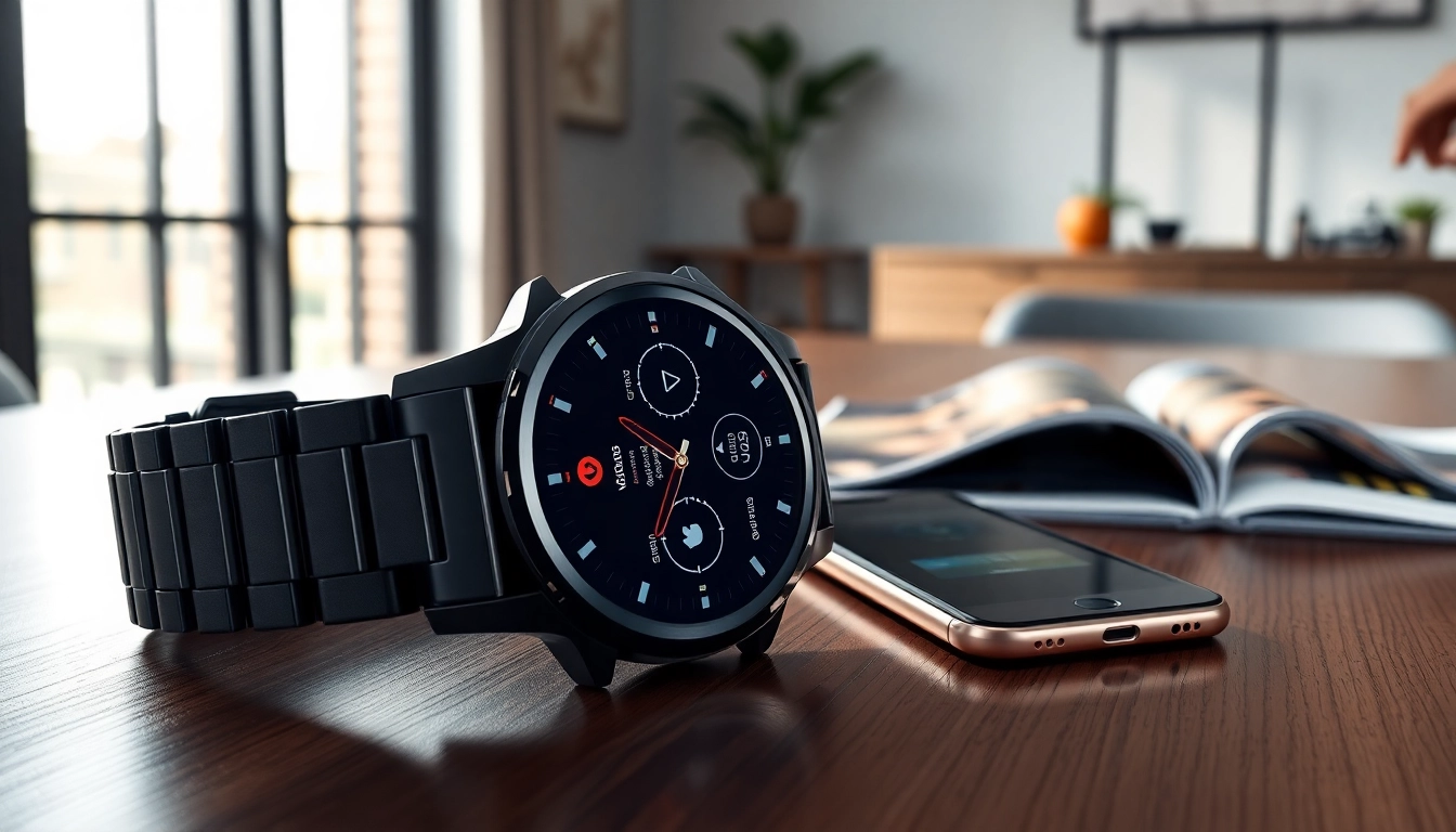 LC88 Smart Watch with HD display on a modern table showing fitness tracking capabilities.