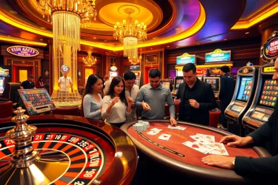 Bongdalu players engaging in a thrilling casino atmosphere filled with excitement.